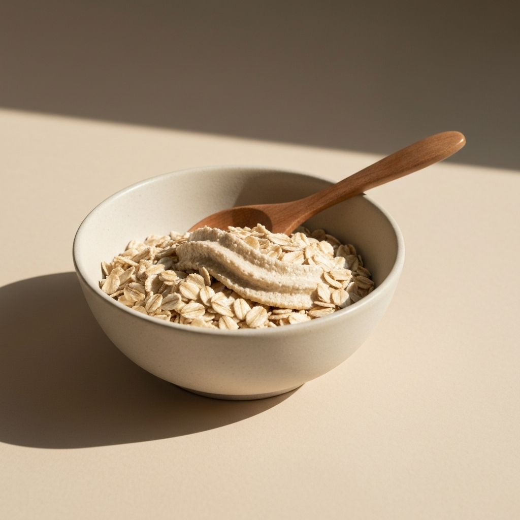 Cooked oats in ceramic bowl